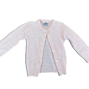 Cradleknit baby girls 6 mos pink full button up cardigan embroidered flowers 70s